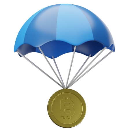 Bitcoin Parachute  3D Illustration