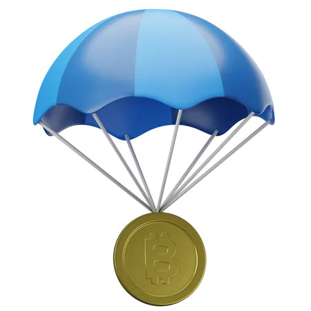 Bitcoin Parachute  3D Illustration