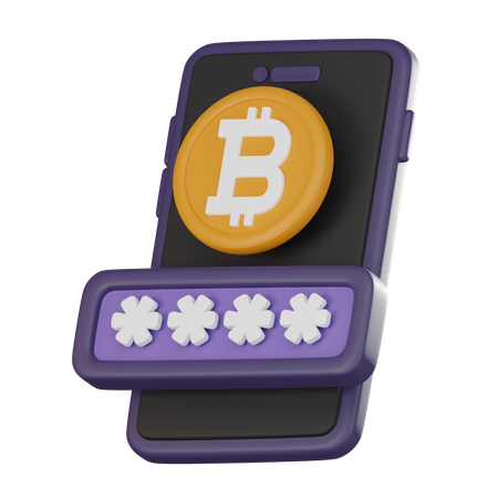 Bitcoin Password  3D Icon