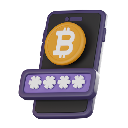 Bitcoin Password  3D Icon