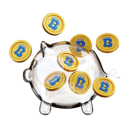 3 D Illustration Bitcoin Piggy Bank 3D Icon