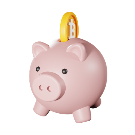 Bitcoin Piggy Bank  3D Icon