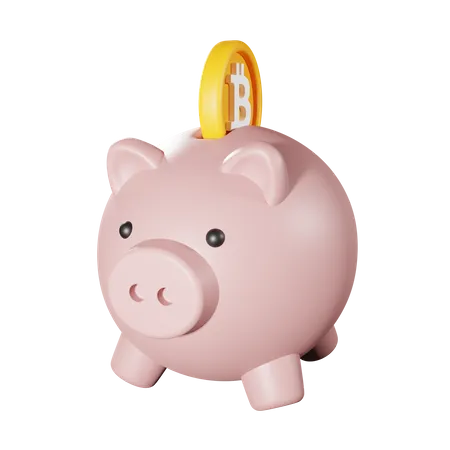 Bitcoin Piggy Bank  3D Icon