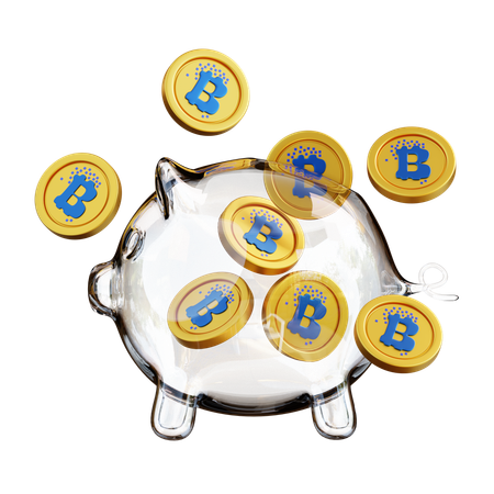 Bitcoin Piggy Bank  3D Icon