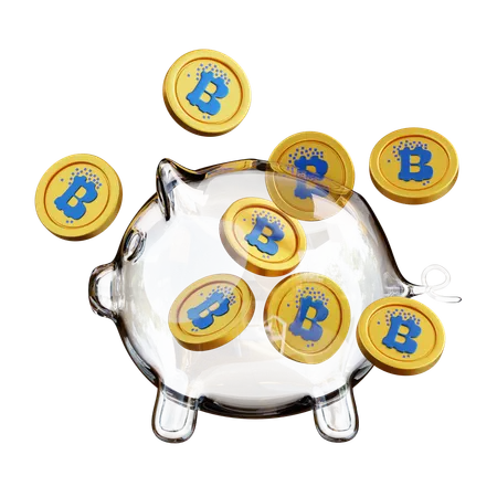 Bitcoin Piggy Bank  3D Icon