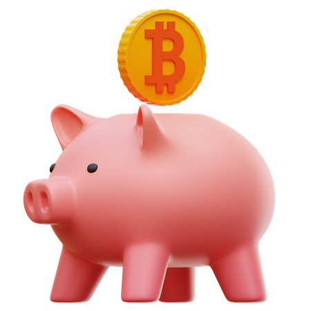 Bitcoin Piggy Bank  3D Illustration