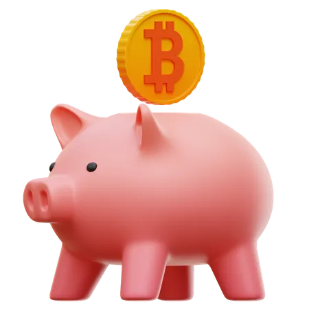 Bitcoin Piggy Bank  3D Illustration