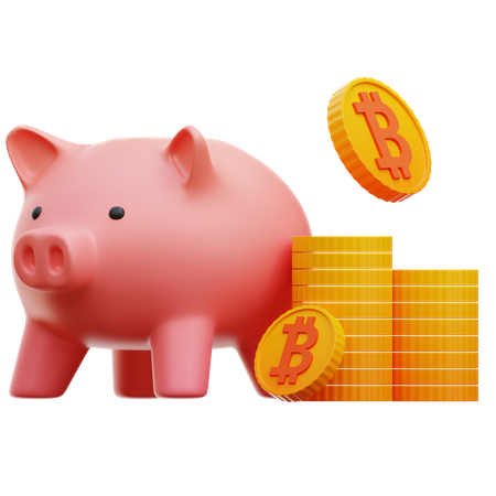 Bitcoin Piggy Bank  3D Illustration