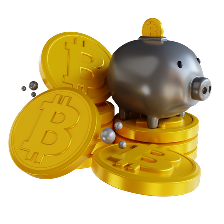 Bitcoin Piggy Bank  3D Illustration