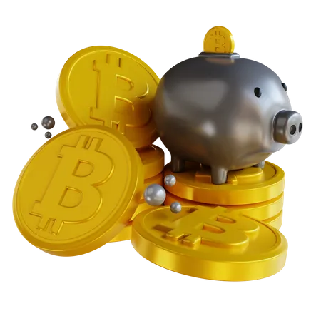 Bitcoin Piggy Bank  3D Illustration