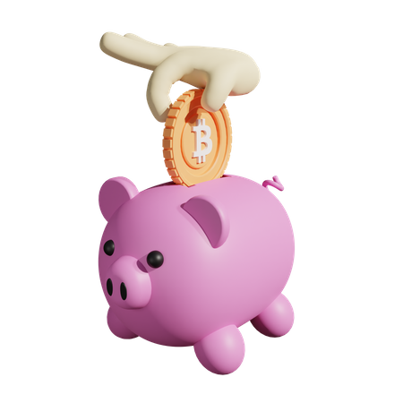 Bitcoin Piggy Bank 3D Illustration