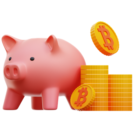 Bitcoin Piggy Bank 3D Illustration