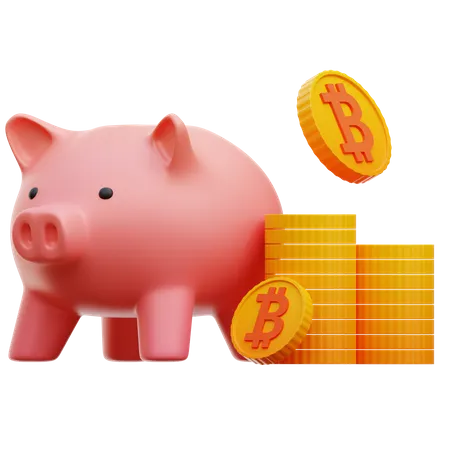 Bitcoin Piggy Bank  3D Illustration