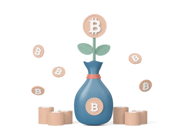 Bitcoin Plant  3D Icon