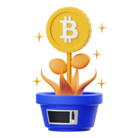 Bitcoin Plant  3D Illustration