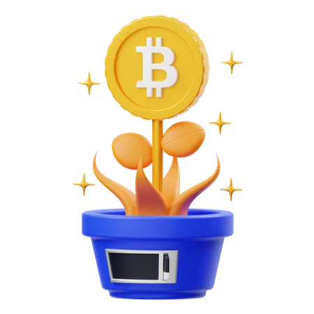 Bitcoin Plant  3D Illustration