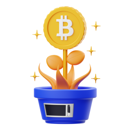 Bitcoin Plant 3D Illustration