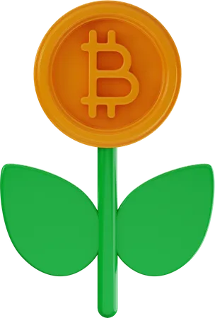 Bitcoin Plant  3D Illustration