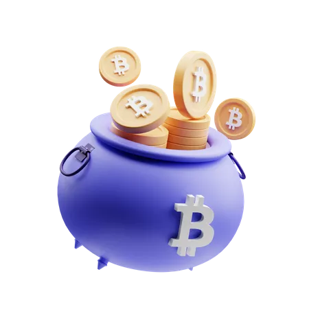 Bitcoin Pot  3D Illustration