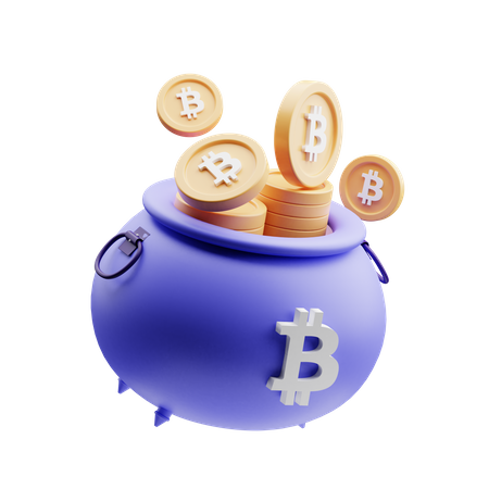 Bitcoin Pot 3D Illustration