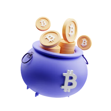 Bitcoin Pot 3D Illustration