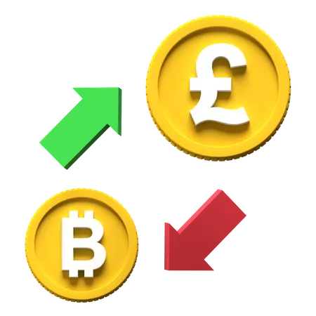 Bitcoin Pound Exchange 3D Illustration