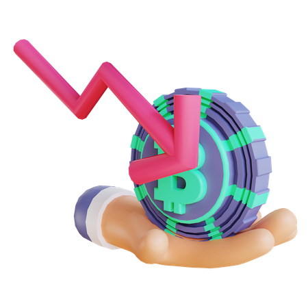 Bitcoin price down  3D Icon
