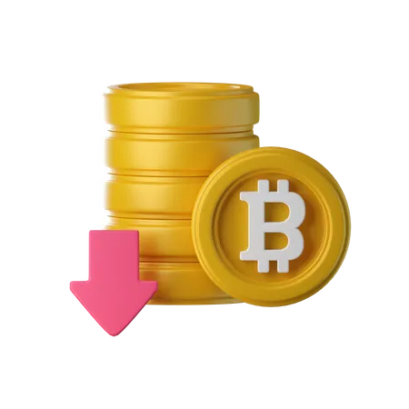 Bitcoin Price Down  3D Icon