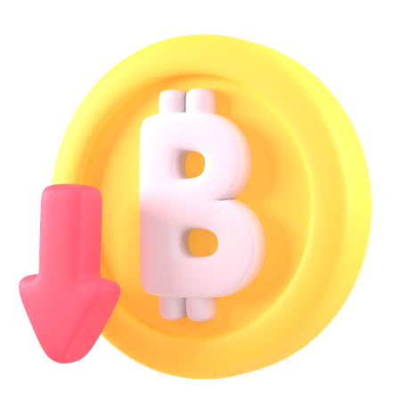 Bitcoin Price Down  3D Icon