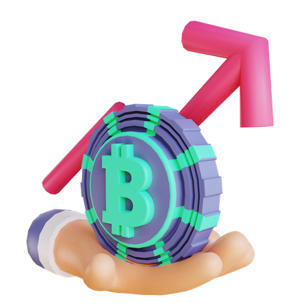 Bitcoin price up  3D Illustration