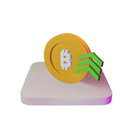 Bitcoin price up  3D Illustration