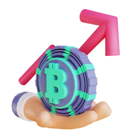 Bitcoin price up  3D Illustration