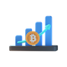 3d bitcoin profit graph logo