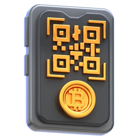 Bitcoin Qr Code  3D Icon