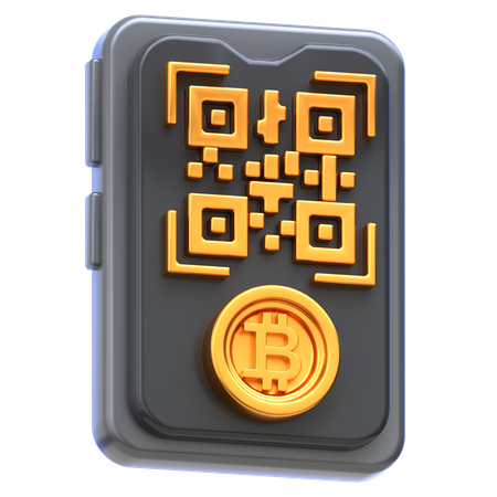 Bitcoin Qr Code  3D Icon