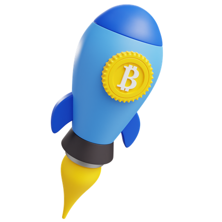 Bitcoin-Rakete  3D Icon