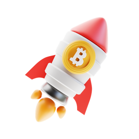 Bitcoin-Rakete  3D Icon