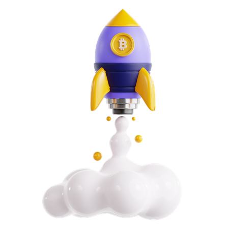 Bitcoin Raketenstart  3D Icon