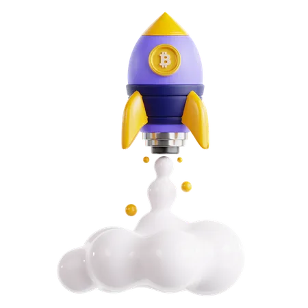 Bitcoin Raketenstart  3D Icon