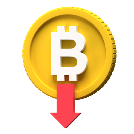 Bitcoin Rate Down  3D Illustration