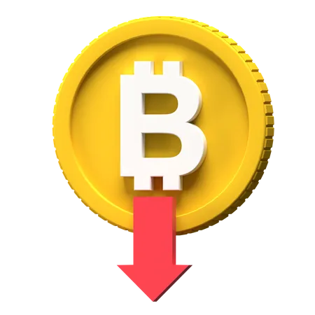 Bitcoin Rate Down 3D Illustration