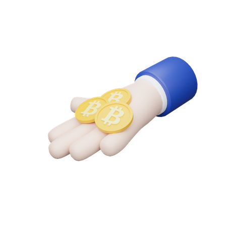 Bitcoin rechte Hand  3D Icon