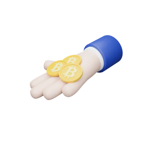 Bitcoin rechte Hand  3D Icon