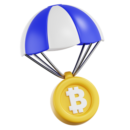Bitcoin Reward With Parachute  3D Icon