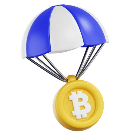 Bitcoin Reward With Parachute  3D Icon