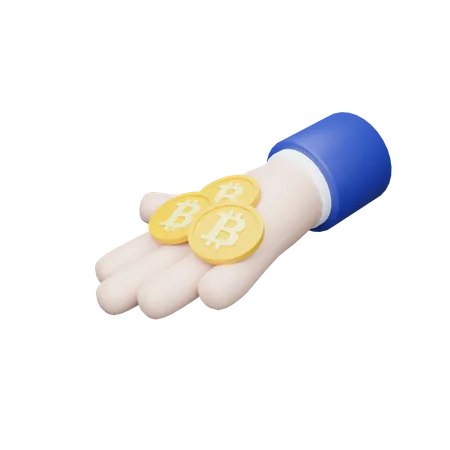 Bitcoin Right Hand  3D Icon