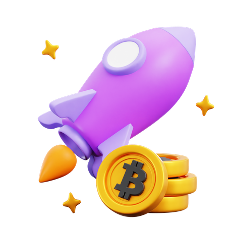 Bitcoin rocket  3D Icon