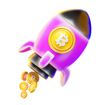 비트코인 로켓  3D Icon