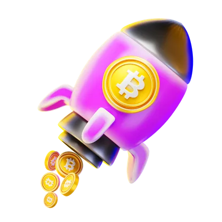 비트코인 로켓  3D Icon