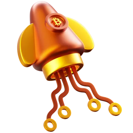 Bitcoin Rocket  3D Icon